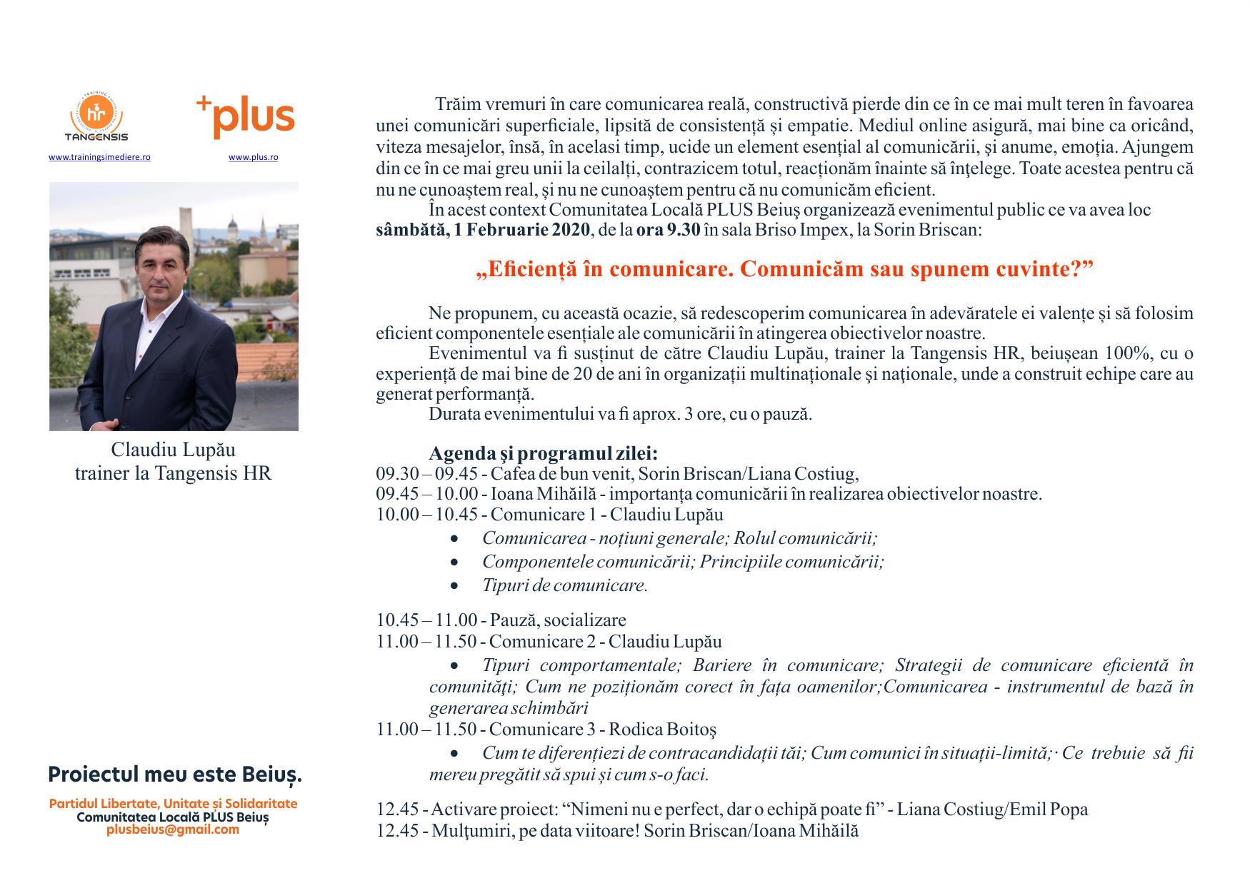 PLUS Beiuș: „Eficiență în comunicare. Comunicăm sau spunem cuvinte?”