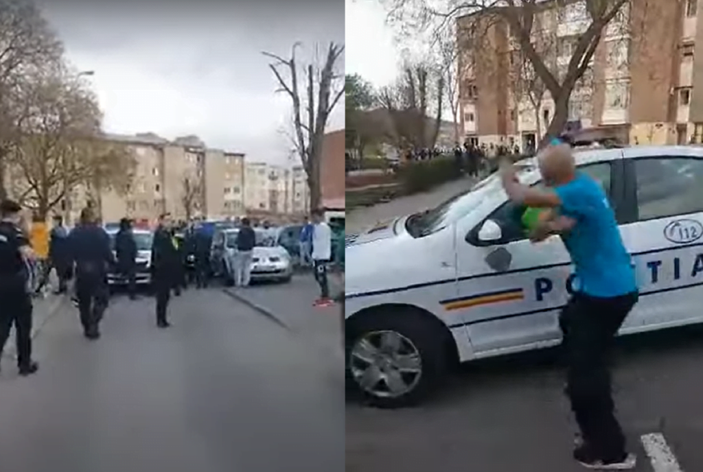 (VIDEO) Scene ULUITOARE de Paști! Polițiștii au fost atacați cu pietre de niște cetățeni recalcitranți!