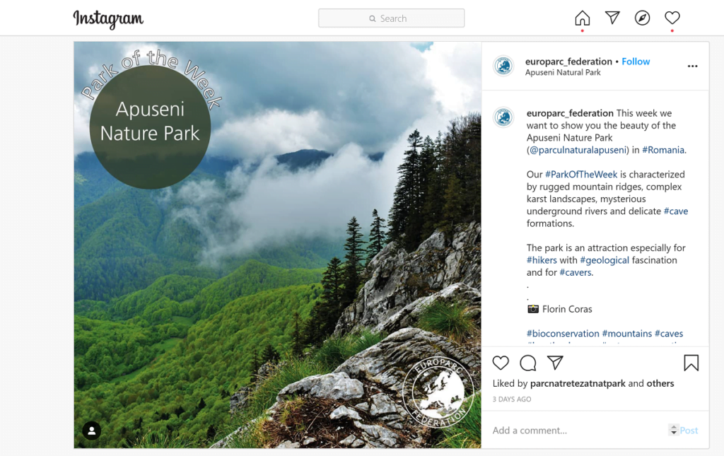 Parcul Natural Apuseni remarcat în UE ca „Parc al Săptămânii” Parcul Natural Apuseni remarcat în UE ca „Parc al Săptămânii”