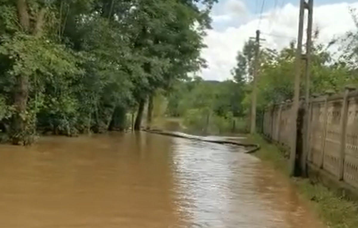 (VIDEO) Satul Țărmure, din Hălmagiu, a fost izolat după ce Crișul Alb a anundat drumul comunal 50!