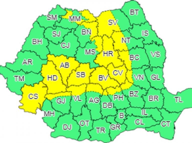 ANM a emis o atenţionare de tip Cod Galben de ninsori însemnate cantitativ şi intensificări ale vântului