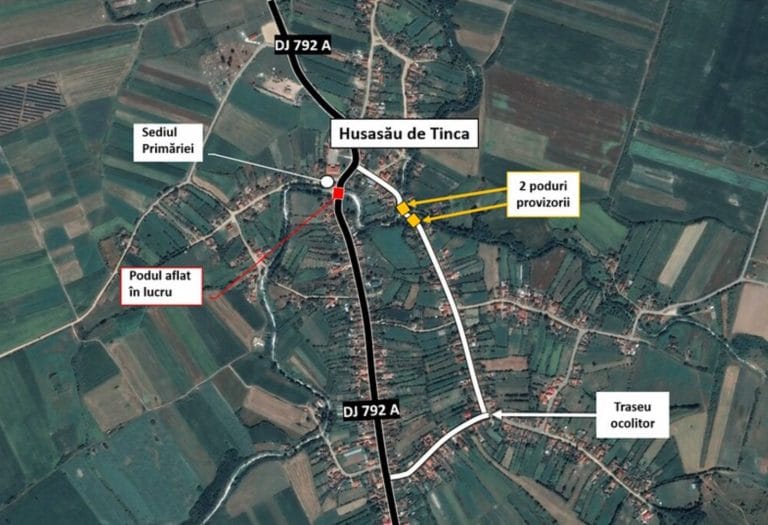 Trafic deviat pe DJ 792 A, în Husasău de Tinca și Belfir