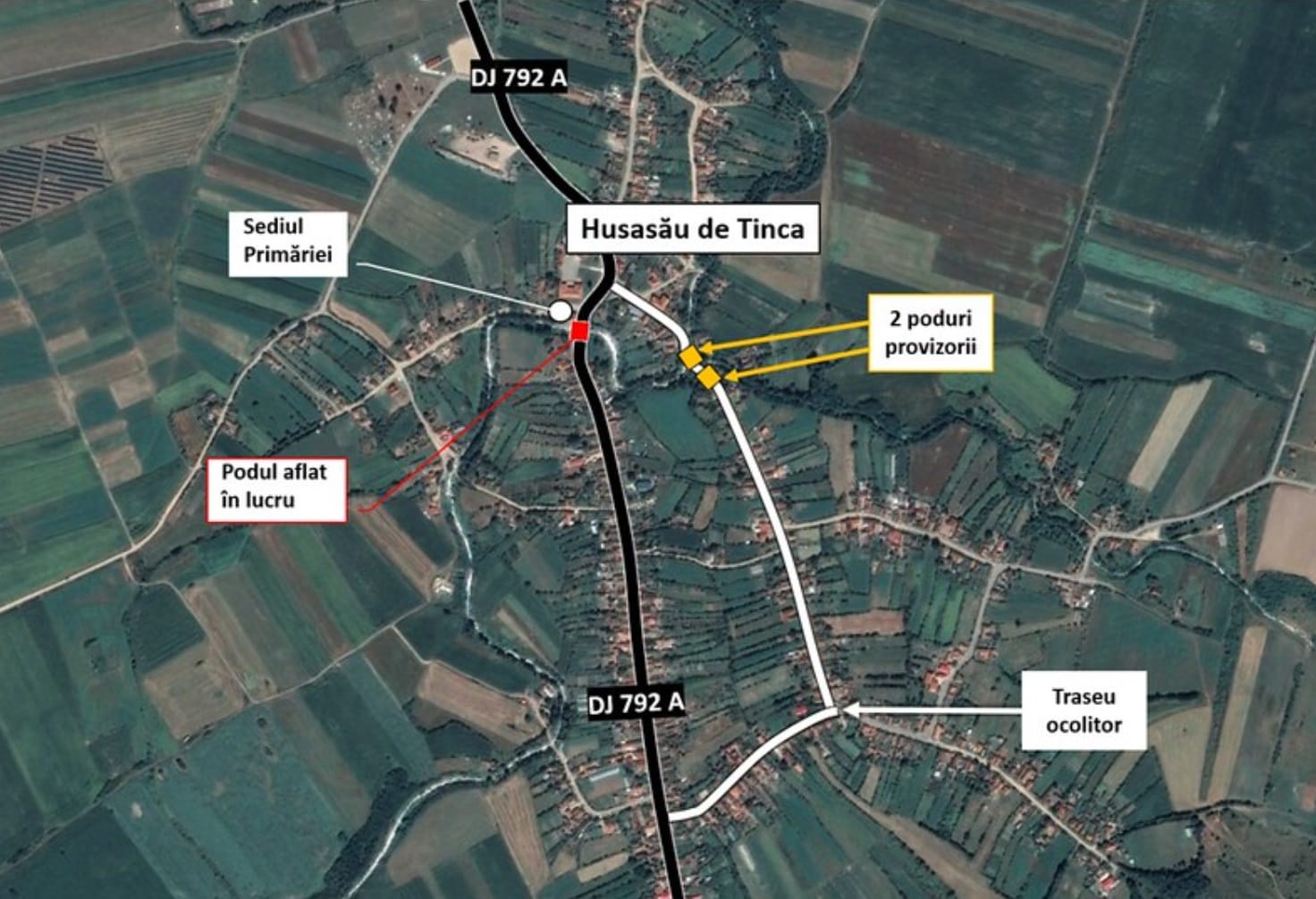 Trafic deviat pe DJ 792 A, în Husasău de Tinca și Belfir