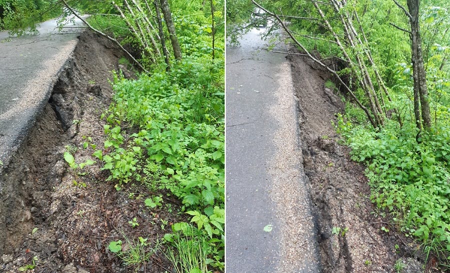 Intervenţie de urgență pe drumul dintre Gilău și Mărişel în urma căderilor masive de precipitaţii