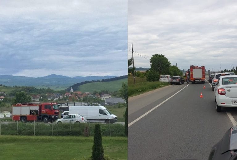Accident în zona OMW Gilău: Se circulă greu pe DN1 E60