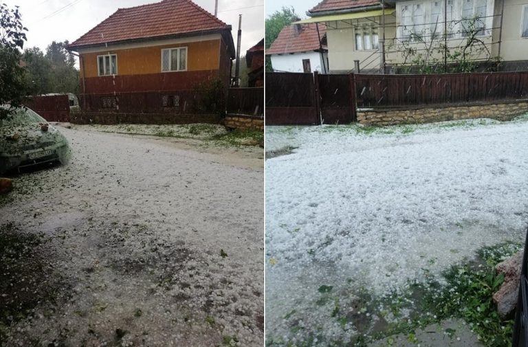 Grindina a făcut prăpăd în Munții Apuseni: În satul Lita, din comuna Săvădisla, culturile au fost acoperite cu gheață sau doborâte!
