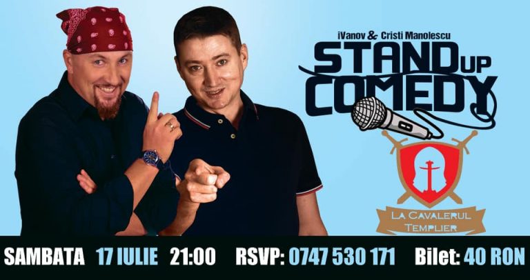 Sâmbătă, 17 iulie, stand up comedy la Cavalerul Templier! Dacă Delia, Bendeac și Cheloo au răs pe glumele lor… Voi?