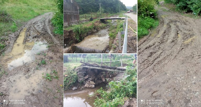 Ce „moștenire” au lăsat furtunile din ultimele zile în zona Brad? Străzi în noroaie și poduri care stau să cadă…
