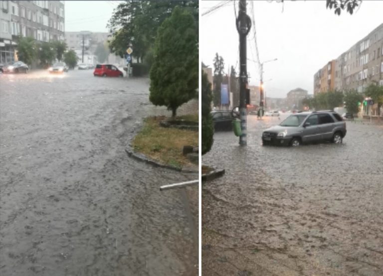 (VIDEO) O vijelie puternică a INUNDAT CENTRUL BRADULUI: Cod Roșu în zona Brad până la ora 19.00!