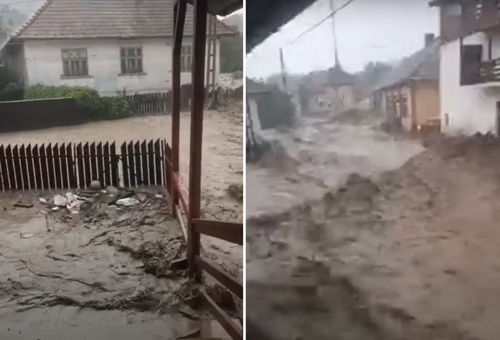 (VIDEO) O VIITURĂ a MĂTURAT centrul localității OCOLIȘ din Munții Apuseni!