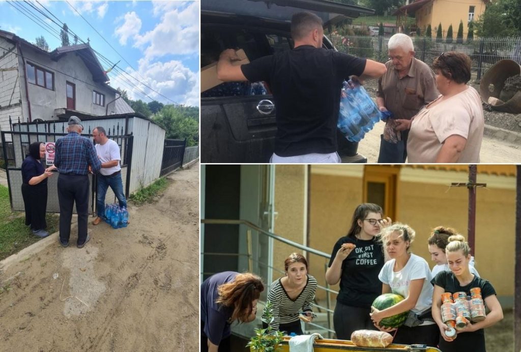 Angajații din primăria Câmpeni și voluntari de la Uniunea Munții Apuseni au distribuit ieri și astăzi, ajutoare pentru sinistrați