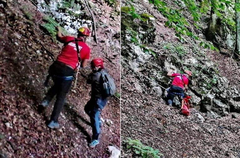 Un turist blocat în Cheile Galbenei, la circa 15 m înălțime de gura Izbucului Galbena a fost salvat de salvamontiștii bihoreni