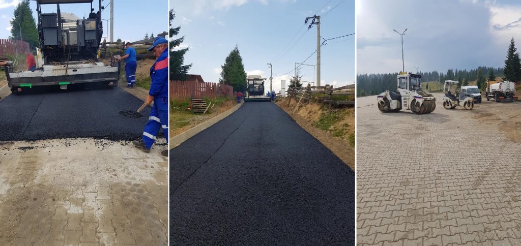 S-a turnat stratul de uzură pe drumul până la Pârtia de Schi din Mărișel