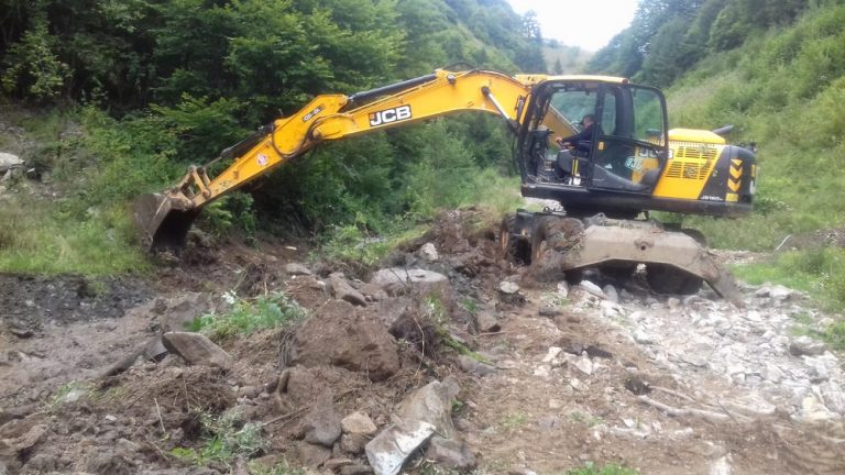 Au început lucrările de intervenție în urma inundațiilor pe valea Dobrii localitatea Bistra