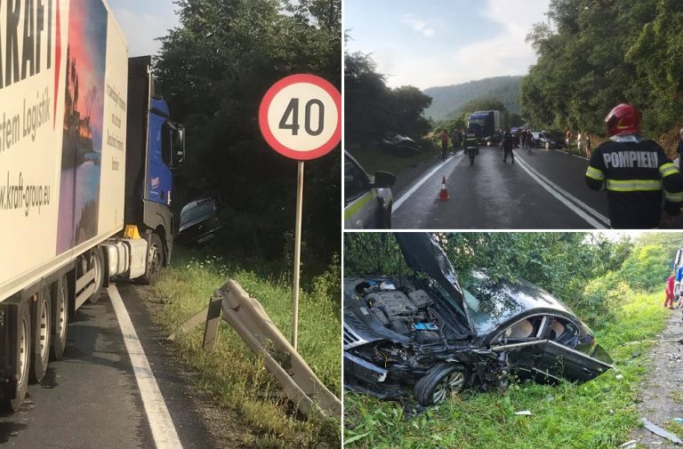 (FOTO) Trei mașini și un TIR au fost implicate într-un accident pe DN1 E60, Huedin-Oradea, între Bologa și Morlaca!