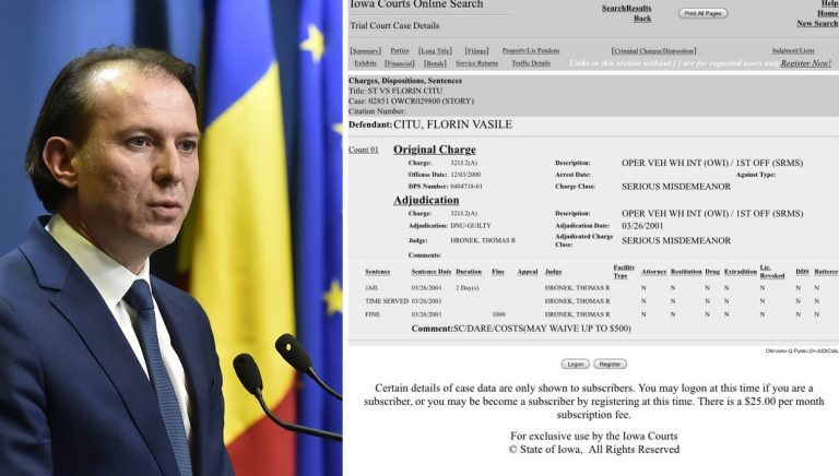 Florin Cîțu ar fi fost condamnat la 2 zile de închisoare în Statele Unite, după ce a fost prins băut la volan! Cîțu: A fost o greșeală făcută acum 20 de ani!