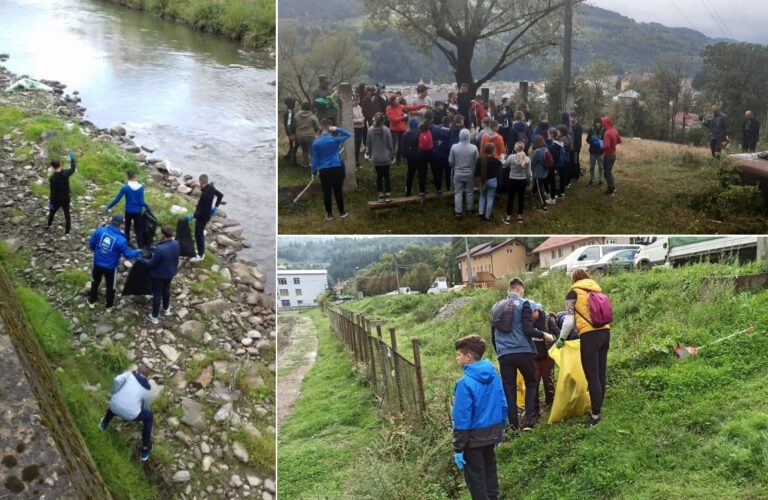 Acțiune de ecologizare în Câmpeni, pe malul râului Arieș, în zona Poligonului militar, în zona liniei ferate