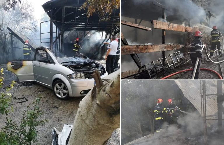 (VIDEO) Pompierii din Câmpeni au intervenit la un incendiu în Bistra: O mașină a fost în pericol să explodeze!