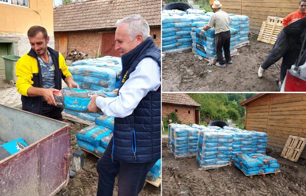 Membrii Club Rotary Abrud-Câmpeni, solidari cu oamenii afectați de inundații din Ocoliș: Au trimis 454 saci de ciment!