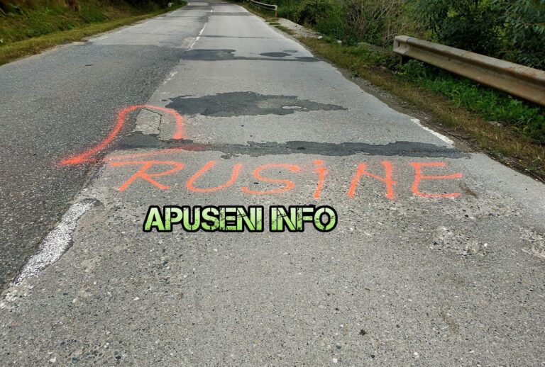 „Fantoma lui Iancu” răzbună moții pentru mizeria de drum DN75: I-a umilit din nou pe drumari, scriind „RUȘINE”!