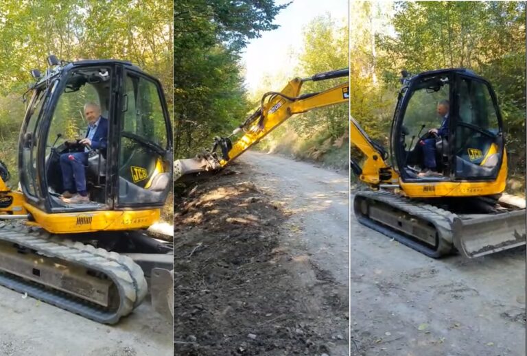 (VIDEO) Un primar harnic din Apuseni a lăsat biroul și a pus umărul la repararea unui drum comunal