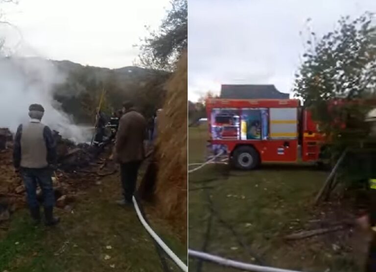 (VIDEO) Incendiu la un grajd din Sohodol: O femeie a suferit arsuri încercând să-și salveze animalele!