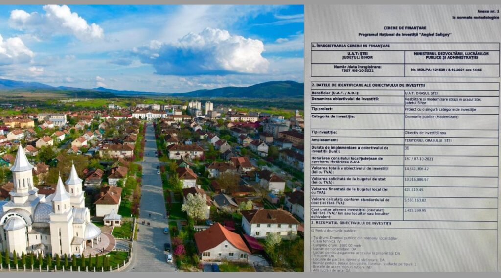 Primăria din Ștei a depus o solicitare pentru finanțarea proiectului „Reabilitare și modernizare străzi în orașul Ștei”