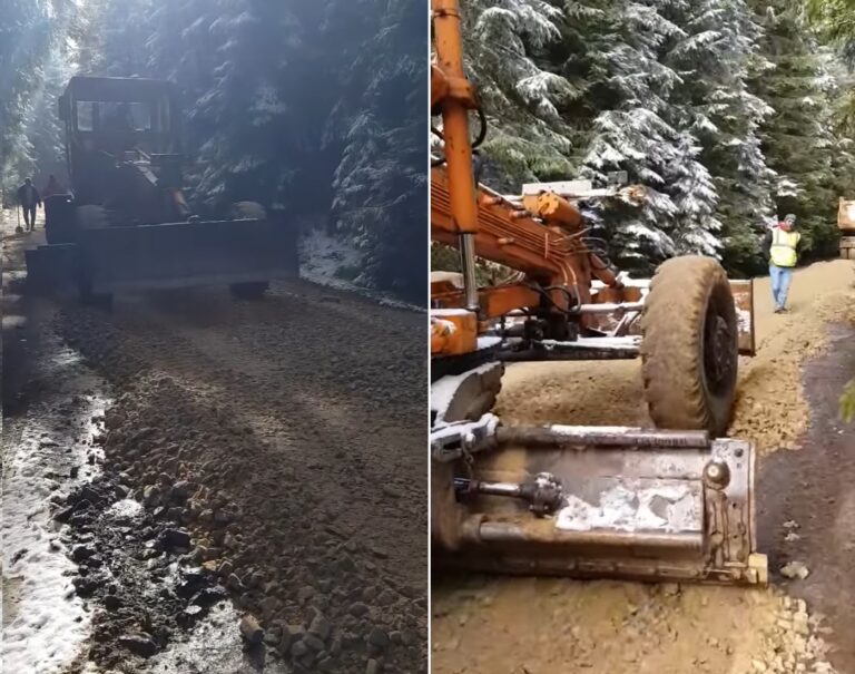 (VIDEO) Lucrări  de reprofilare și pietruire la două drumuri comunale din Mărișel