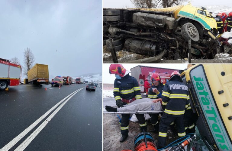(VIDEO) Circulație dezastruoasă pe DN1 E60 în urma accidentului între Căpușu Mare și Dumbrava