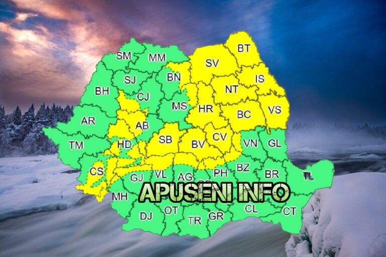 Atenționare COD GALBEN de NINSORI și vânt puternic în Munții Apuseni