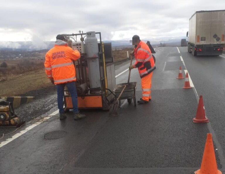 Reparații asfaltice cu tehnologia IR (infraroșu) pe DN1 E60, în Gilău