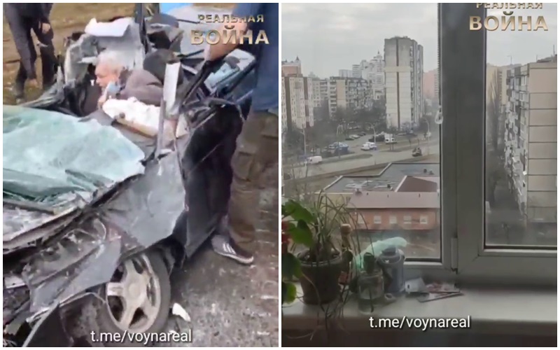 (VIDEO) Soldații lui Putin: Un tanc lovește o mașină în Kiev!
