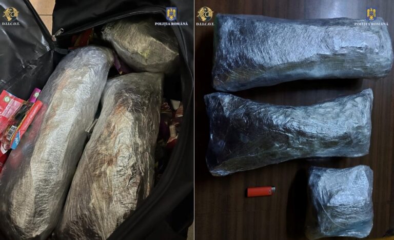 Polițiștii și procurorii DIICOT au prins în flagrant delict trei bărbați, în timp ce transportau peste 4,3 kg de cannabis