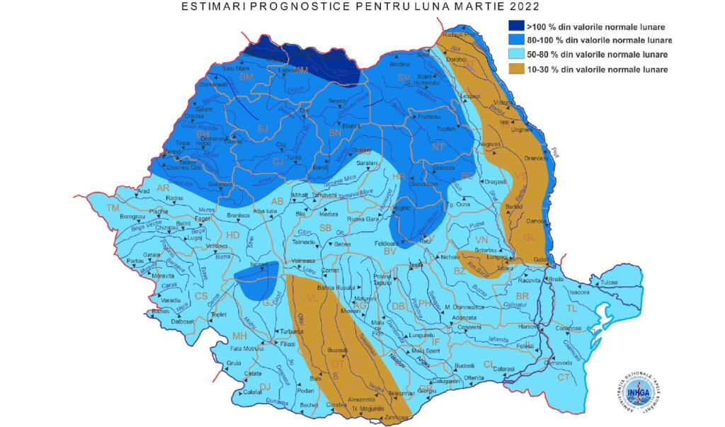 ABA Crișuri: În spațiul hidrografic Crișuri, în martie, regimul hidrologic va fi între 80-100% din mediile multianuale lunare