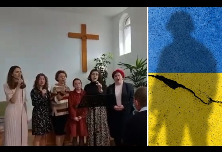 (VIDEO) O familie de refugiați din Ucraina cântă într-o biserică de la poalele Apusenilor în slujba de duminică