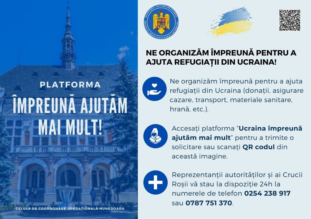 Refugiații ucraineni pot fi ajutați și de hunedoreni. Cum? Ne explică Prefectura Hunedoara
