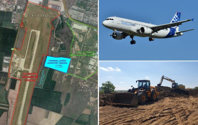 Au început lucrările la Terminalul Cargo de la Aeroportul Oradea: Patru avioane Airbus 320 sau Boeing 737 vor putea staționa deodată în terminal!