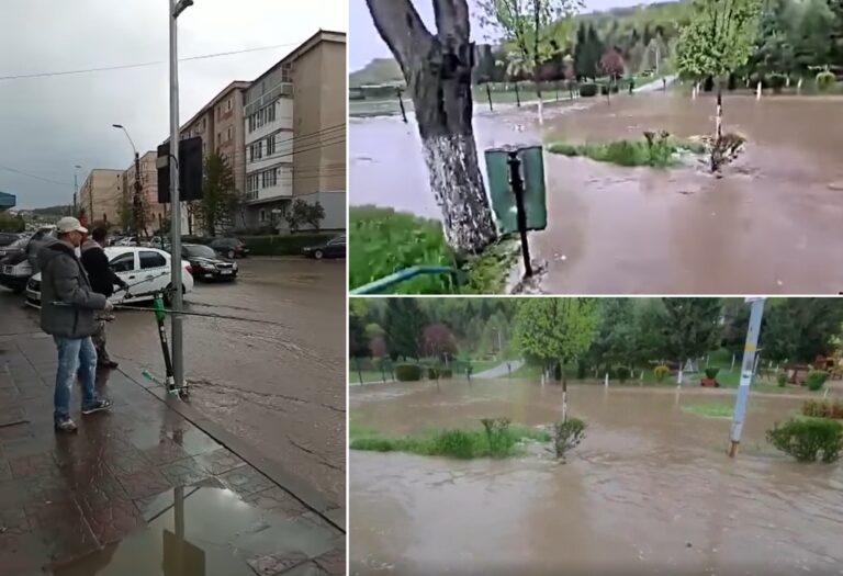 Moment penibil în Deva: După o ploaie devenii au început să pescuiască pe străzile din oraș!