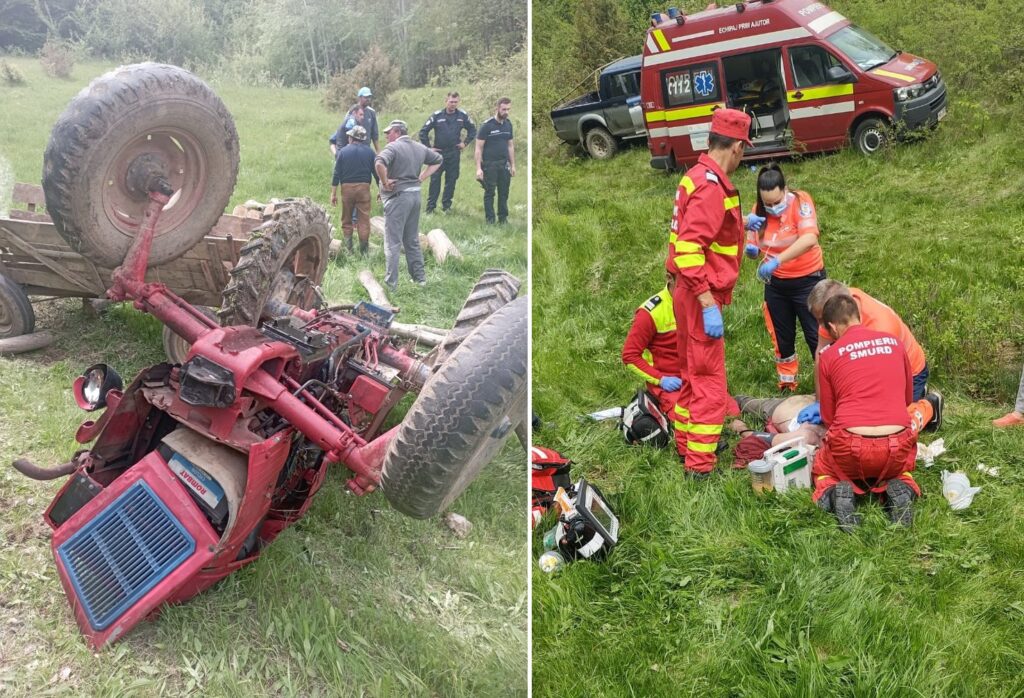 (FOTO) Un bărbat din Hălmagiu a decedat după ce un tractor a căzut peste el