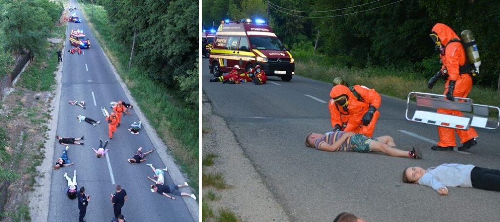 Suntem pregătiți de un accident cu substanțe periculoase? Pompierii bihoreni au simulat un accident în Calea Mare, comuna Lăzăreni!