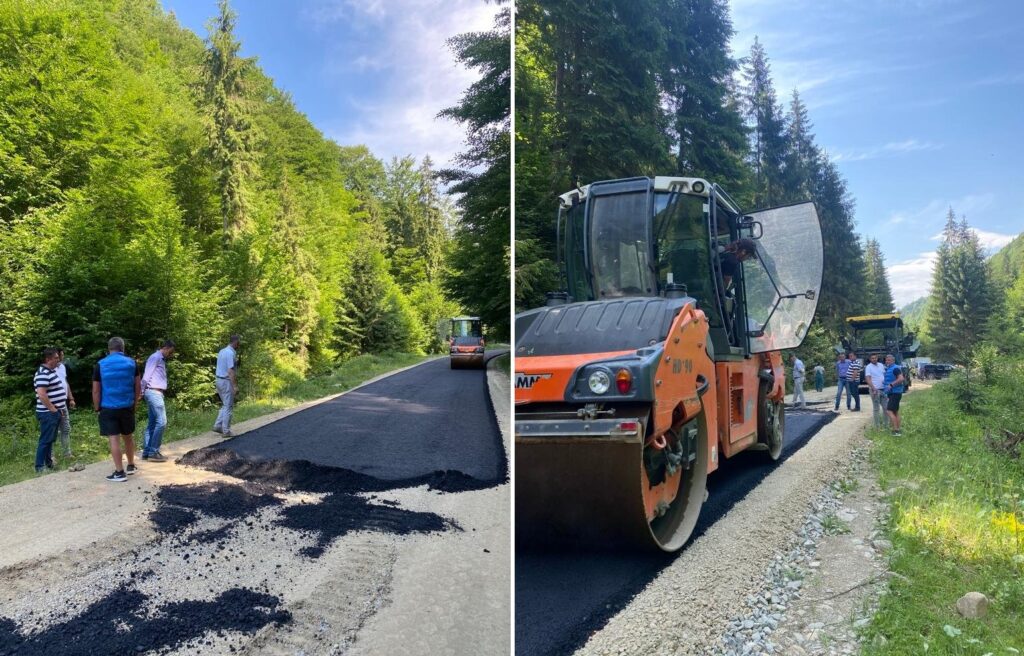 A început turnarea primului strat de asfalt pe drumul DC 96 către Certege