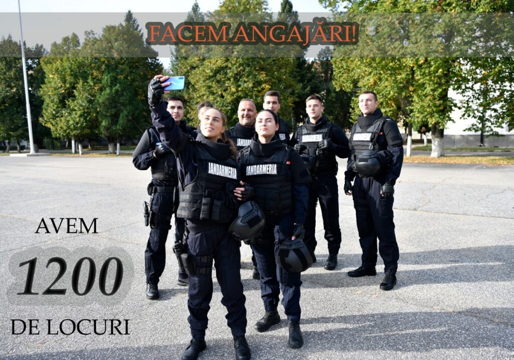 Jandarmeria scoate la concurs 1.200 de locuri de ofițeri și subofițeri prin încadrare directă
