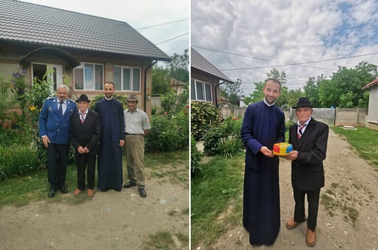 Veteranul de război Ioan Cerghedean din Galda de Jos sărbătorește 100 de ani! Jandarmii din Alba l-au sărbătorit!
