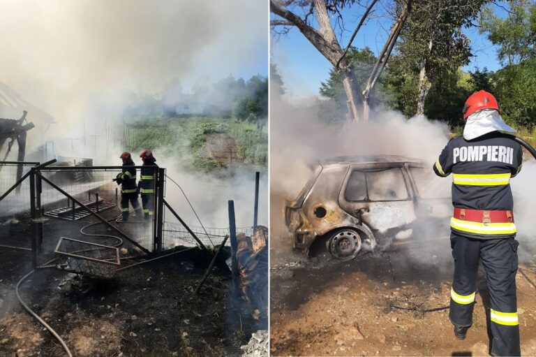 Incendiu în Mădrigești: Au ars anexa casei, filigoria și mașina! Pompierii au oprit o tragedie!