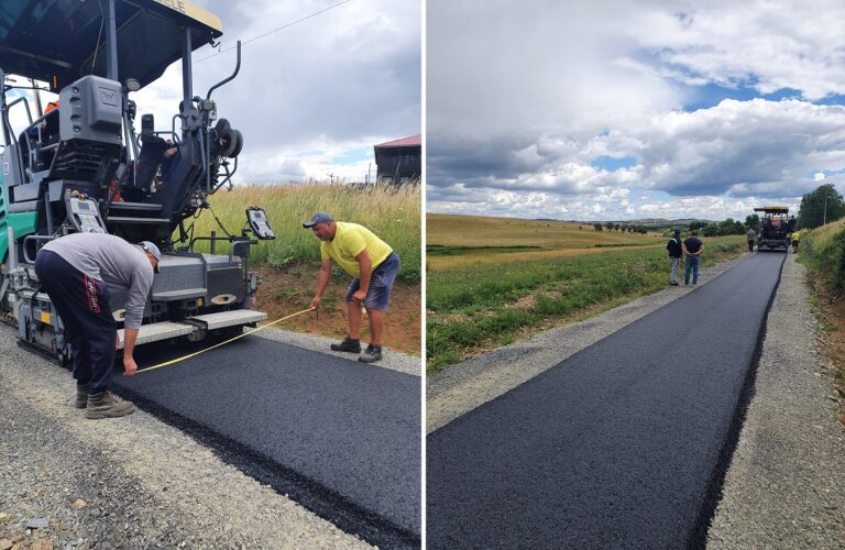 (VIDEO) Se lucrează cu finisorul și cilindrul la pista de biciclete de la Huedin