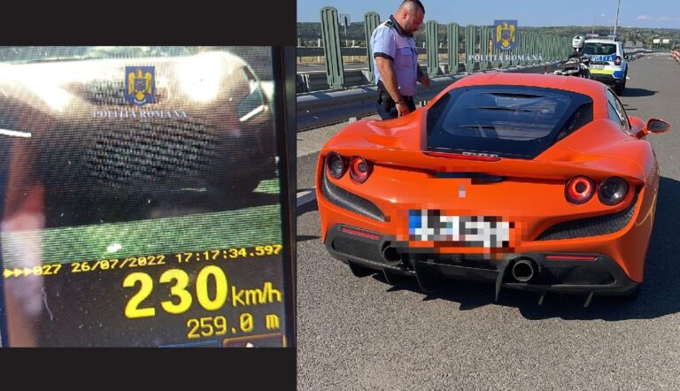 Ferrari prins de radar cu 230 km la oră pe autostradă 