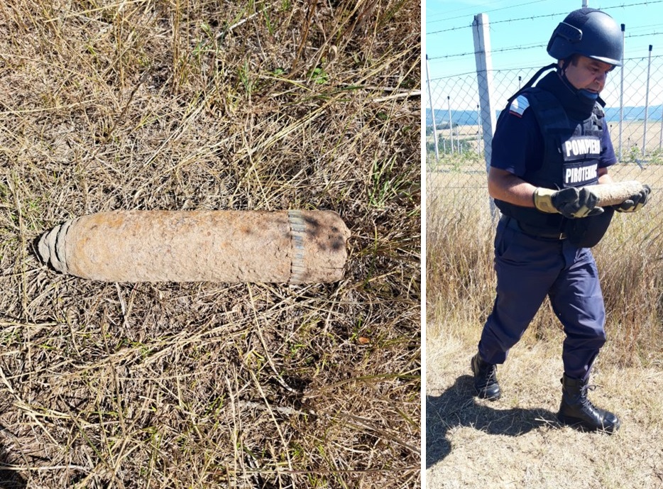 Proiectil exploziv descoperit în timpul unor lucrări agricole în Borod