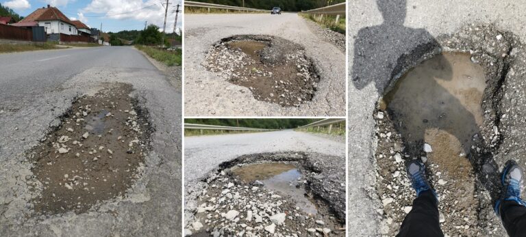 (FOTO) Clujean: Drumul  DJ108A, între Ciucea-Vânători-Sălaj are niște cratere de toată mândria