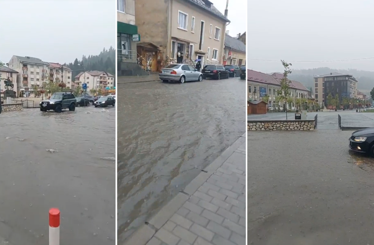 Orașul Câmpeni, mica lagună din Munții Apuseni: O ploaie de vară a inundat capitala Țării Moților!