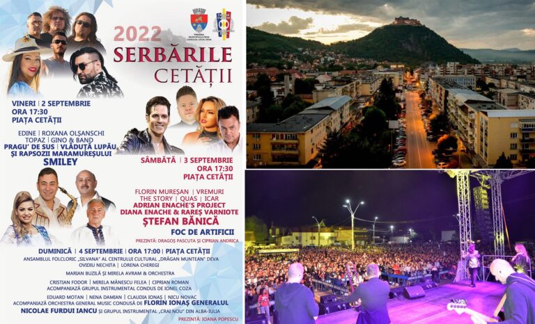 „Serbările Cetății” trei zile de spectacol la Deva:  Smiley,  Vlăduța Lupău și Ștefan Bănică jr. vin la Deva!
